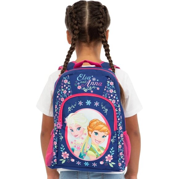 🆕 Disney Frozen One Size Blue Girls Anna And Elsa School Backpack - Picture 2 of 7